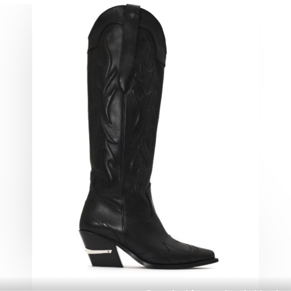 Anine Bing Black tallia Leather Cowboy Boots
